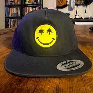 Happy Stick Weed Happy Face Flat Brim Hat